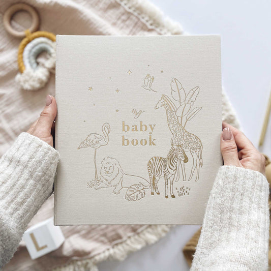 My Baby Book (Safari) luxury keepsake memory book + box